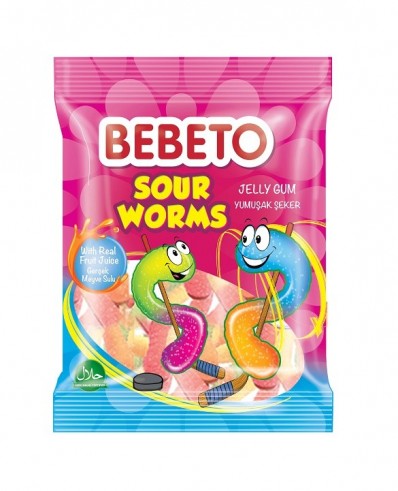 Sachet Sour Worms 100g